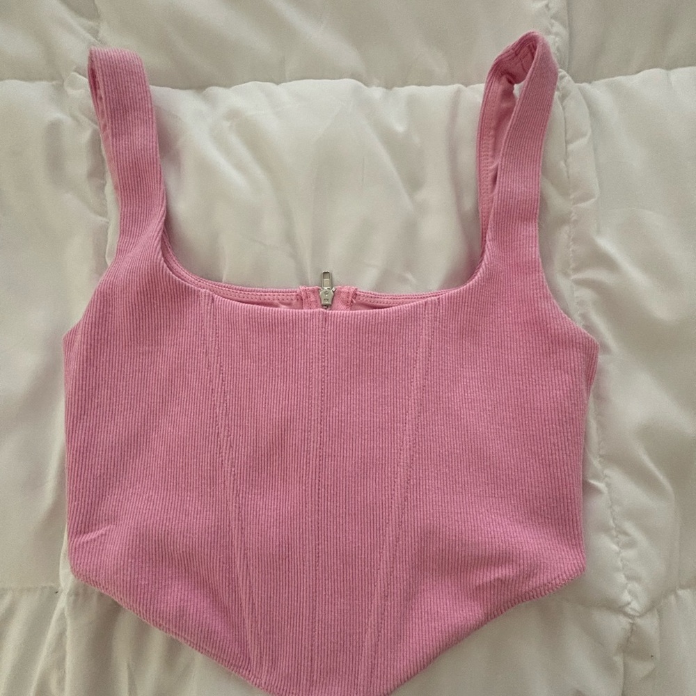 Princess Polly Pink Ribbed Crop Top